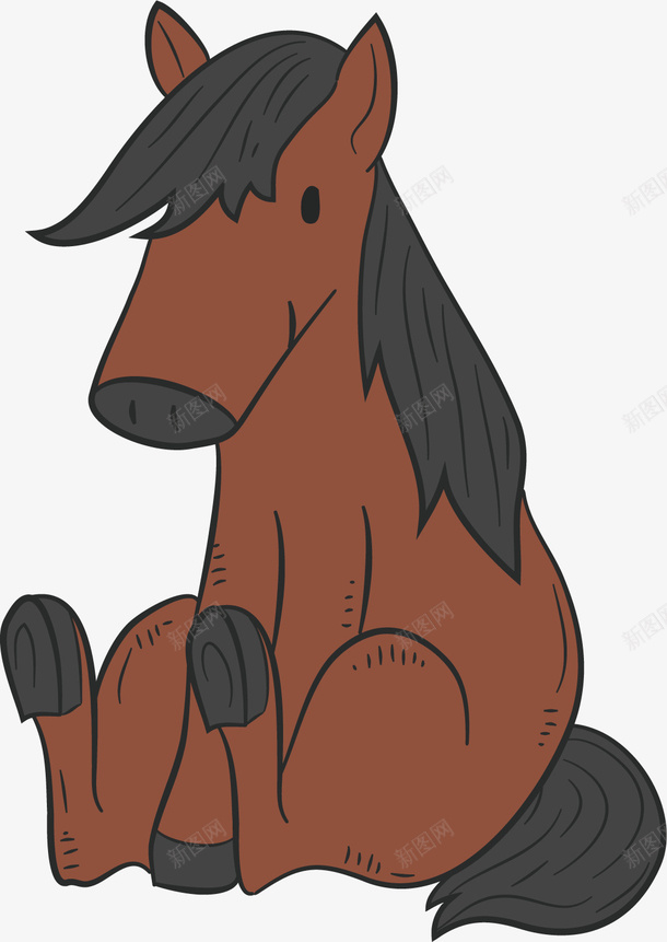 水彩棕色的马矢量图ai免抠素材_88icon https://88icon.com 动物 卡通 可爱 小马 手绘 棕色 水彩 矢量图
