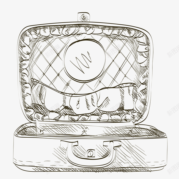 手绘素描立体行李箱png免抠素材_88icon https://88icon.com 手绘 手绘素描行李箱 立体 箱子 素描 行李箱