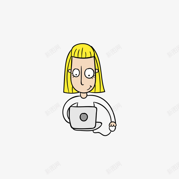 玩电脑的黄头发女孩矢量图ai免抠素材_88icon https://88icon.com 女孩 灰色 玩电脑女孩 电脑 黄头发 黄色 矢量图
