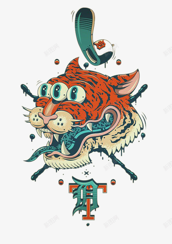 三眼老虎psd免抠素材_88icon https://88icon.com 三只眼 三眼怪 卡通手绘 老虎