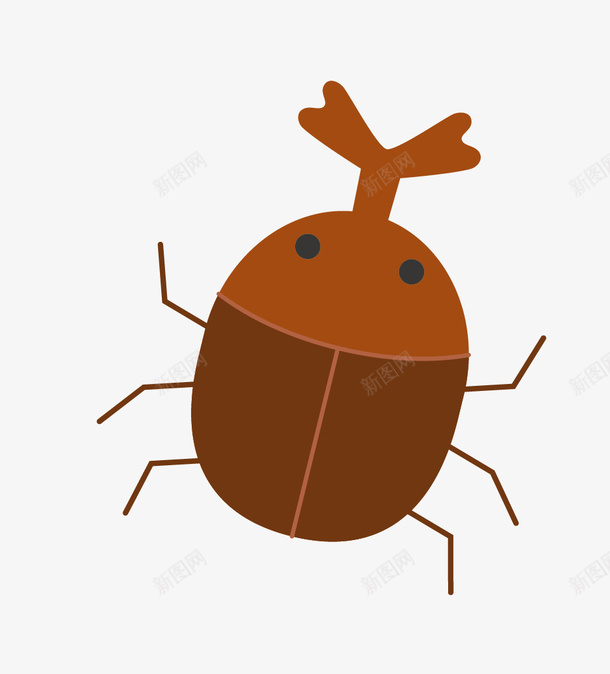 卡通棕色的甲壳虫png免抠素材_88icon https://88icon.com 创意 动漫动画 卡通手绘 卡通虫子 棕色的甲壳虫 简约