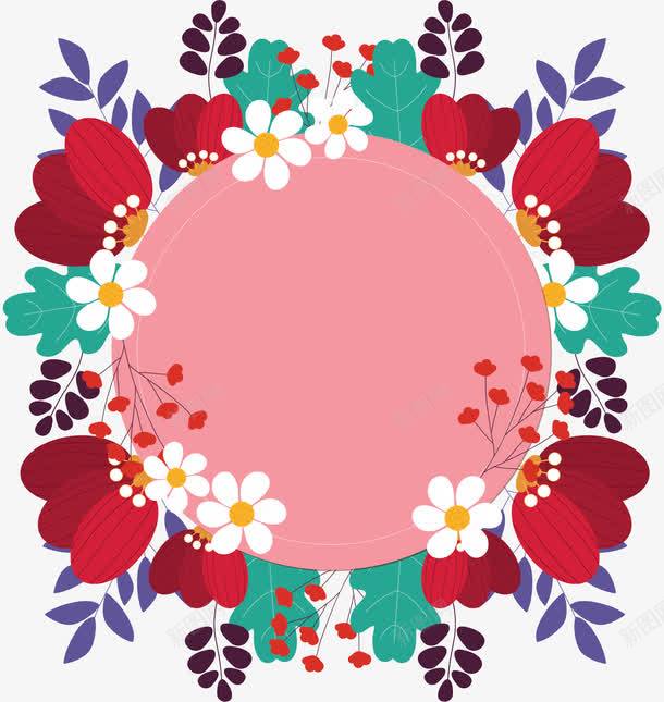 红白色春花装饰框png免抠素材_88icon https://88icon.com 春天 春天花朵 春花 春花边框 矢量png 红白色