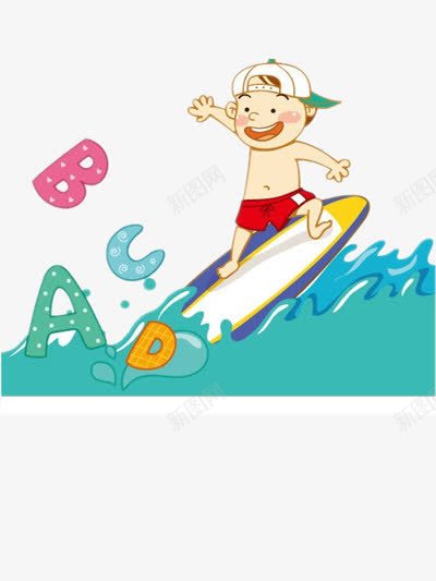 小孩学冲浪png免抠素材_88icon https://88icon.com 冲浪板 划桨板 海洋 红色 英文字母 蓝色