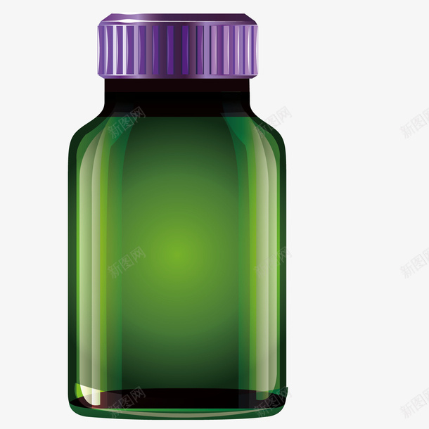 绿色透明瓶子矢量图eps免抠素材_88icon https://88icon.com 器皿 容器 瓶子 瓶盖 紫色 绿色 透明 矢量图