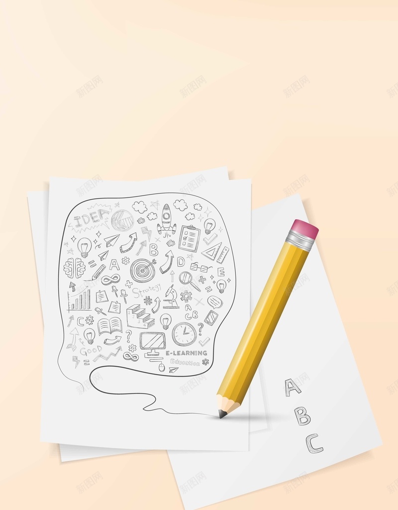 铅笔手绘背景装饰矢量图ai设计背景_88icon https://88icon.com 便签纸 商务背景装饰 手绘 笔记 铅笔 矢量图