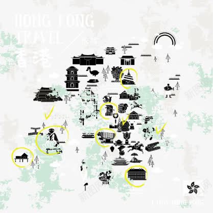 香港旅游地图png免抠素材_88icon https://88icon.com 中华人民共和国香港特别行政区 中国香港 地标 建筑 旅游景点 香港旅游