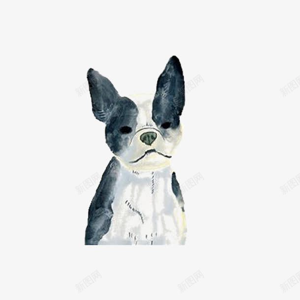 手绘可爱水墨狗png免抠素材_88icon https://88icon.com 动物 卡通 可爱 唯美 手绘 插画 斗牛犬 水墨 水彩 狗