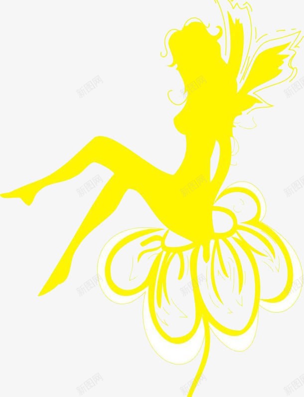 黄色精灵剪影png免抠素材_88icon https://88icon.com 剪影 精灵 黄色