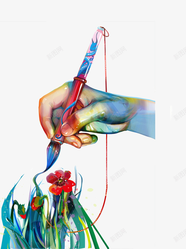 画笔下的彩色花卉psd免抠素材_88icon https://88icon.com 彩色 手绘 花卉