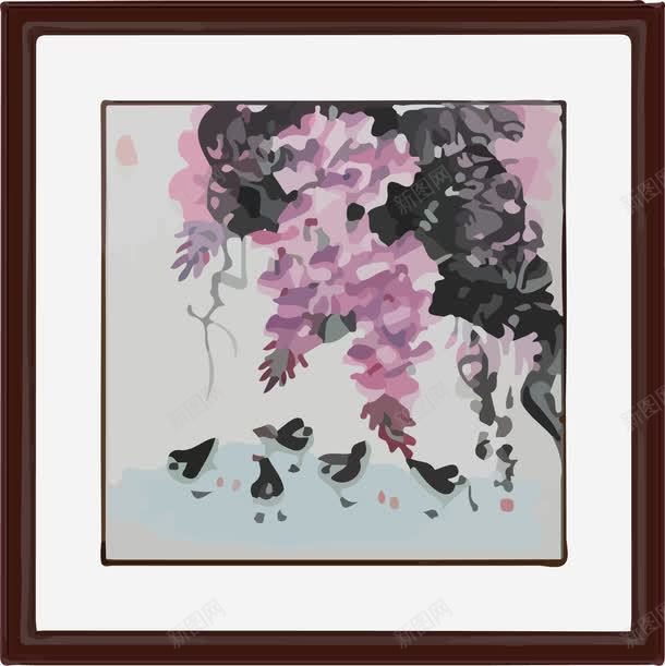国画紫藤png免抠素材_88icon https://88icon.com 古画 国画 小鸡 手绘 手绘紫藤 植物 紫藤
