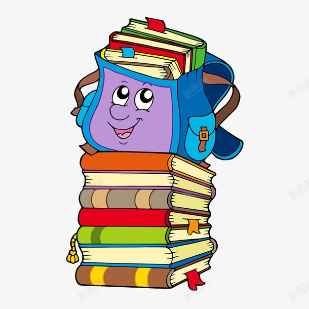 卡通书籍和书包png免抠素材_88icon https://88icon.com 书包 书籍 卡通画 矢量装饰 装饰