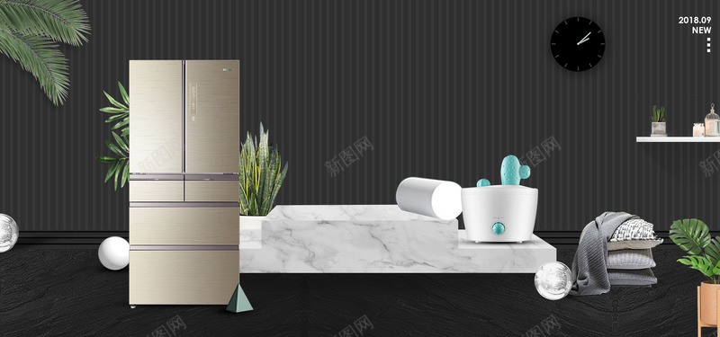 高档冰箱促销质感黑色背景psd设计背景_88icon https://88icon.com 72DPI PSD PSD分层素材 冰箱 品质生活 对开冰箱 电器 设计 食在新鲜