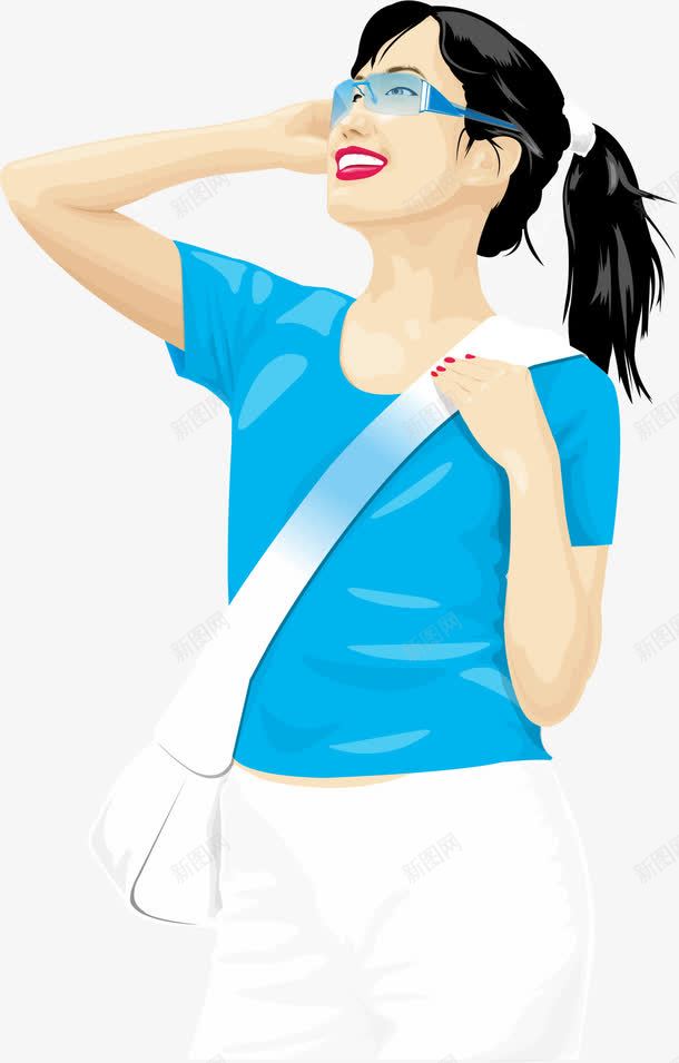 背包时尚女孩png免抠素材_88icon https://88icon.com 卡通人物 女汉子 时尚 背包客