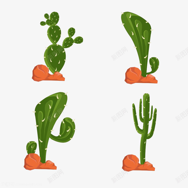 绿色卡通仙人掌png免抠素材_88icon https://88icon.com 仙人掌 卡通 带刺 手绘 绿色
