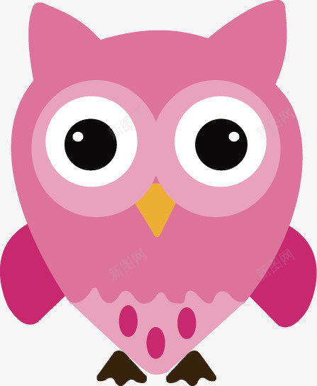 粉色的猫头鹰png免抠素材_88icon https://88icon.com 可爱 手绘 猫头鹰 粉色
