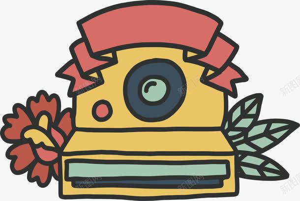 黄色手绘拍立得相机png免抠素材_88icon https://88icon.com 拍立得相机 照相机 矢量素材 黄色相机