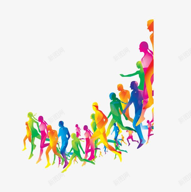 彩色人物走路剪影png免抠素材_88icon https://88icon.com 上班族 上班的人 五颜六色 人物剪影 彩色 职场的人 走路的人