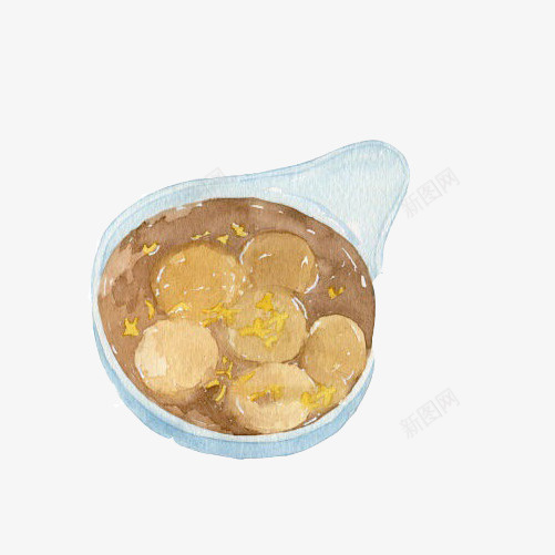 汤圆手绘画片psd免抠素材_88icon https://88icon.com 小吃 手绘美食 汤圆 褐色