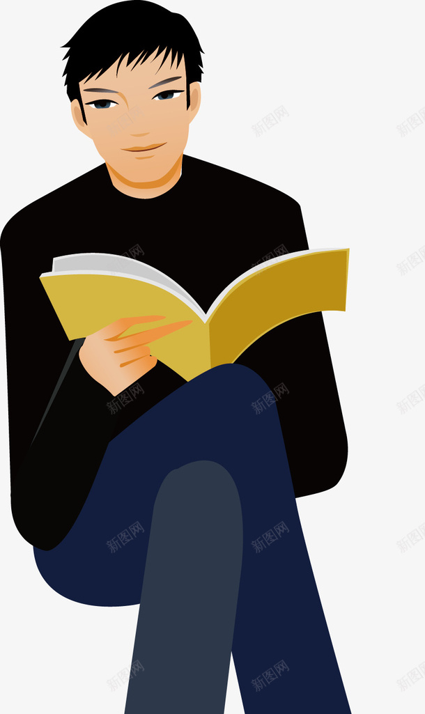 黑衣男子看书矢量图ai免抠素材_88icon https://88icon.com 男子 男子看书 黑衣 矢量图