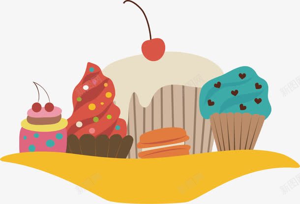 水彩糕点食物png免抠素材_88icon https://88icon.com 卡通手绘 水彩 甜食 盘子 糕点 美食 食物