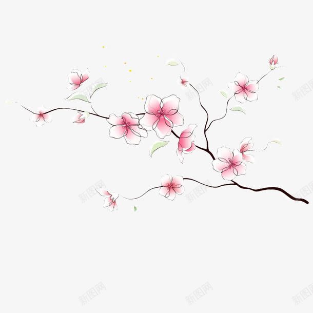 手绘桃花png免抠素材_88icon https://88icon.com 手绘 手绘画 桃花 花