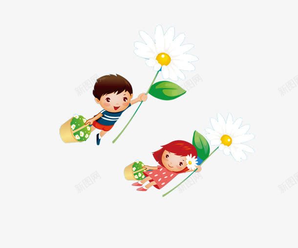 迎风飞舞的小朋友png免抠素材_88icon https://88icon.com 白色花 花篮 飞舞