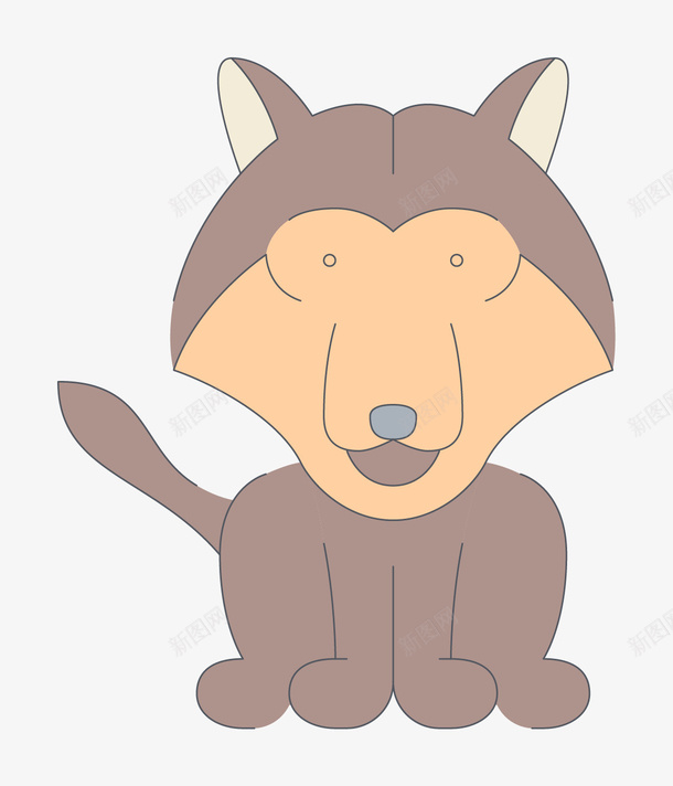 卡通线条小狼png免抠素材_88icon https://88icon.com 动物 卡通 可爱的 小狼 手绘 棕色的 简笔 线条