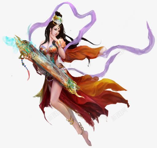 手绘古琴飘带女子png免抠素材_88icon https://88icon.com 古琴 女子 手绘 飘带