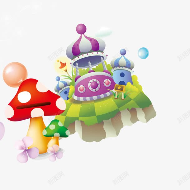 卡通元素png免抠素材_88icon https://88icon.com 城堡 玩具城 蘑菇