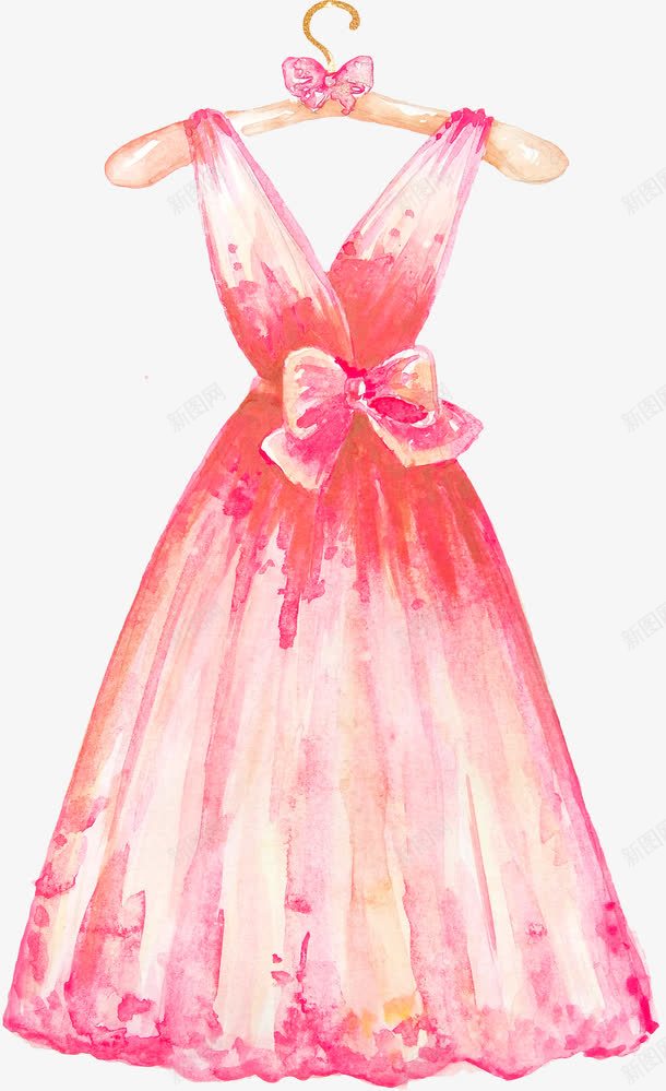 礼服png免抠素材_88icon https://88icon.com 手绘连衣裙 红色 衣架