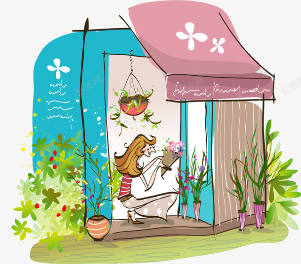 清新卡通装饰花店标志图png免抠素材_88icon https://88icon.com 卡通手绘 花卉标志 花店 花店标志 花店花坊 鲜花