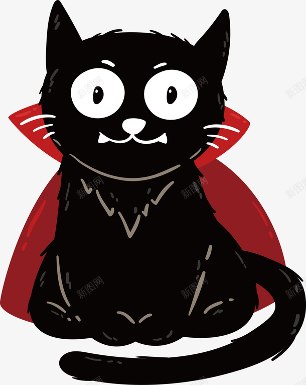吸血鬼黑猫矢量图ai免抠素材_88icon https://88icon.com 万圣节 万圣节黑猫 吸血鬼 吸血黑猫 矢量png 黑猫 矢量图