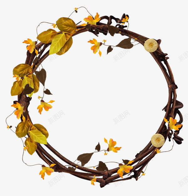 漂亮的树枝花环png免抠素材_88icon https://88icon.com 个性树枝 时尚装饰 树叶 美丽的花环 背景装饰素材