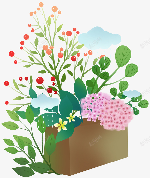 小清新装饰手绘植物花卉元素psd免抠素材_88icon https://88icon.com 下雨 小清新 手绘插画 植物 花卉 装饰图案