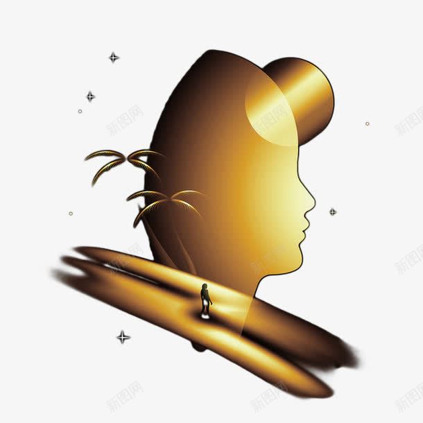 人头形体png免抠素材_88icon https://88icon.com 产品特点 人形 月亮 植物 椰子树