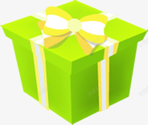 绿色的礼物盒及黄白相间的蝴蝶结png免抠素材_88icon https://88icon.com 相间 礼物 绿色 蝴蝶结