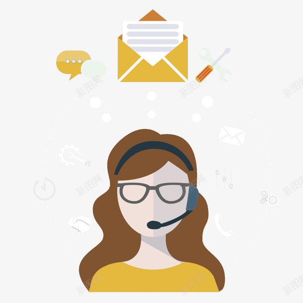通讯员矢量图eps免抠素材_88icon https://88icon.com 女性 工作 通讯员 邮件 矢量图