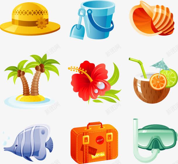 帽子png免抠素材_88icon https://88icon.com 免费矢量下载 帽子 手提箱 插画 植物 水果 水桶 潜水器