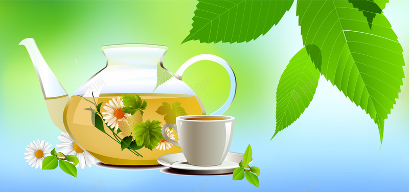 淘宝矢量卡通花茶杯子茶壶树叶清新花朵海报ai设计背景_88icon https://88icon.com 卡通 杯子 树叶 海报 清新 矢量 花朵 花茶 茶壶 矢量图