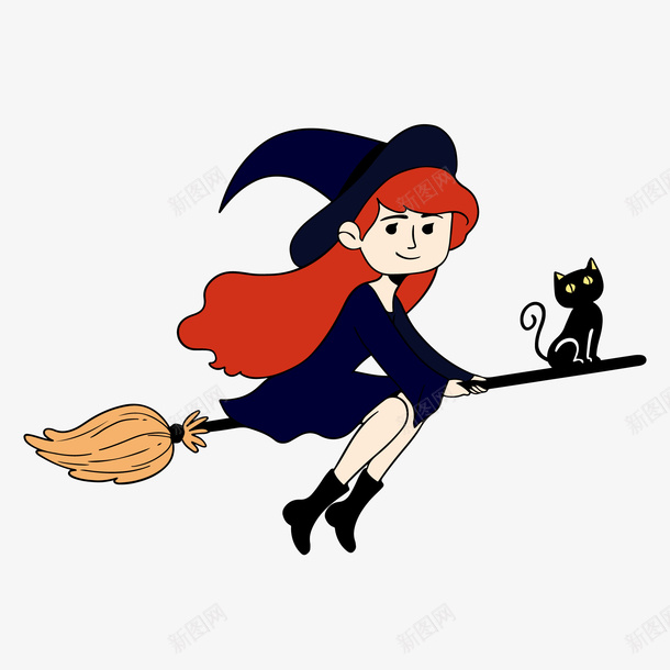 卡通可爱万圣节女巫扫帚黑猫矢量图ai免抠素材_88icon https://88icon.com 万圣节 万圣节女巫 卡通 卡通可爱 可爱 可爱卡通 女巫 女巫万圣节 女巫女孩 扫帚 矢量图