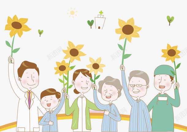 水彩医生png免抠素材_88icon https://88icon.com 医生 卡通 叶子 向日葵 家人 手绘 植物 水彩 绿叶 葵花