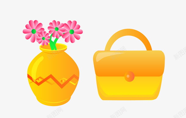 黄色小包矢量图eps免抠素材_88icon https://88icon.com 小包 时尚 花瓶 黄色 矢量图