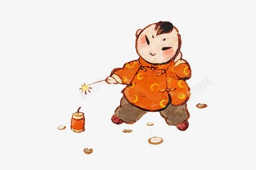 儿童放鞭炮png免抠素材_88icon https://88icon.com 儿童 创意 手绘 鞭炮