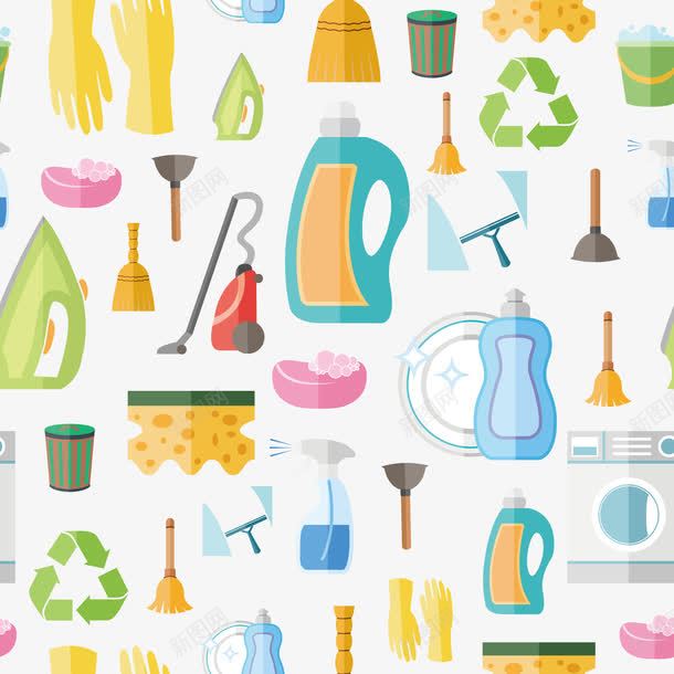 清洗图案矢量图ai免抠素材_88icon https://88icon.com 喷雾 扫帚 洗衣机 清洗 矢量图