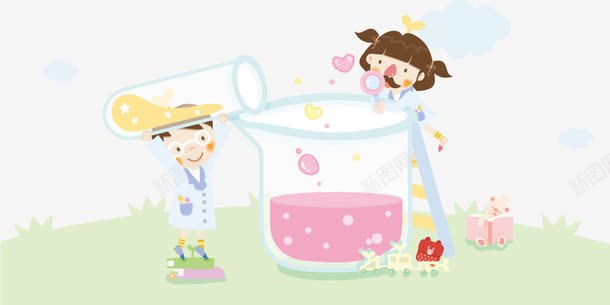 做实验的男孩女孩png免抠素材_88icon https://88icon.com 倒 女孩 学生 实验 教育 测试管 液体 男孩
