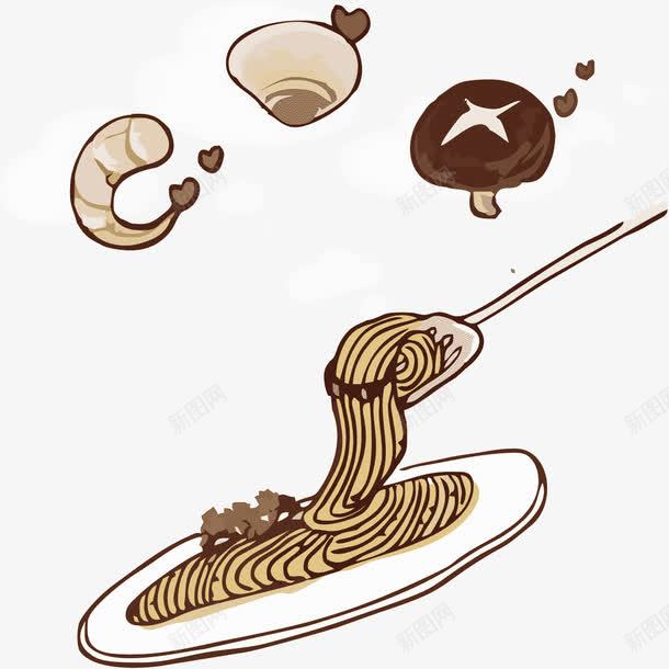 美味三鲜面矢量图eps免抠素材_88icon https://88icon.com 免抠食物PNG素材 蘑菇 虾肉 面条 食物 矢量图