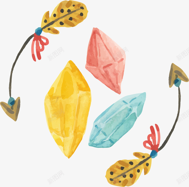 羽毛弓箭彩色宝石矢量图ai免抠素材_88icon https://88icon.com 弓箭边框 彩色宝石 民族风 波西米亚 矢量png 羽毛弓箭 矢量图