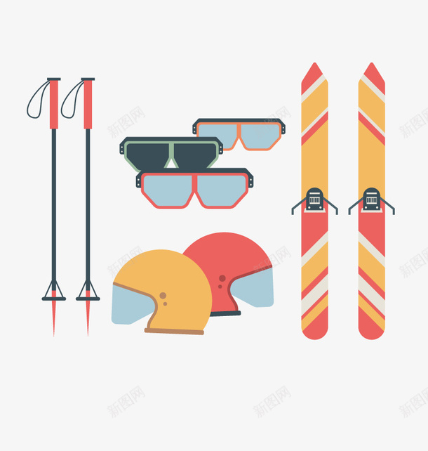 滑雪装备矢量图ai免抠素材_88icon https://88icon.com 免扣png 免扣png素材 免费png 免费png素材 墨镜 头盔 滑板 装备 矢量图