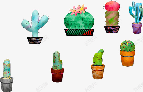 手绘仙人掌卡通植物矢量图ai免抠素材_88icon https://88icon.com 仙人掌 卡通 手绘 植物 矢量图