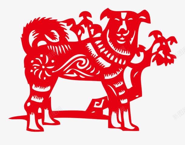 瑞狗剪纸png免抠素材_88icon https://88icon.com 2018 中国风 剪纸 狗年PNG 瑞狗 红色